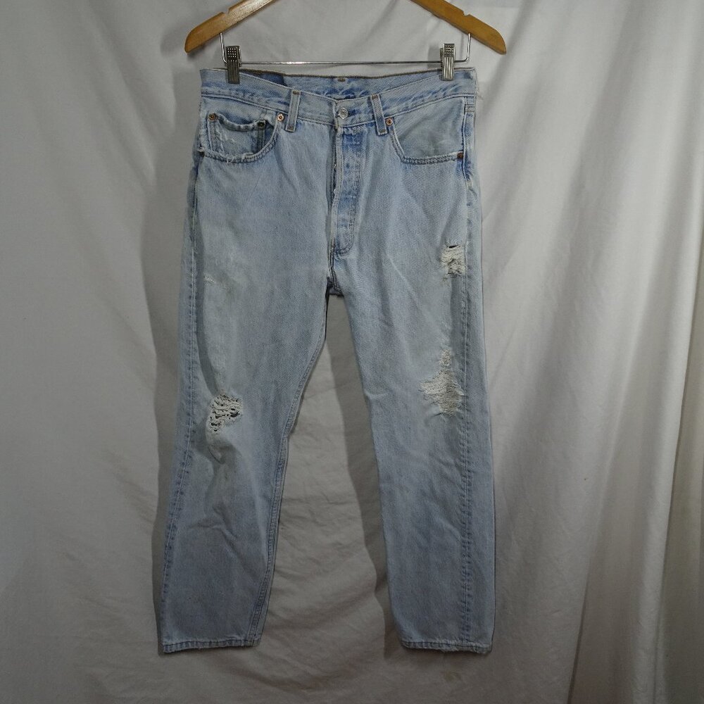 Vintage 90s Levi's 501 Button Fly Distressed Jeans Size W32 L30
